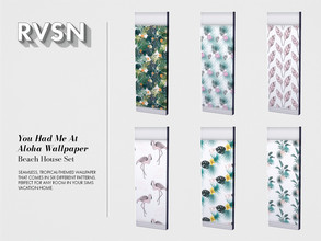 Sims 4 — You Had Me At Aloha Wallpaper by RAVASHEEN — Seamless, tropical-themed wallpaper that comes in six different