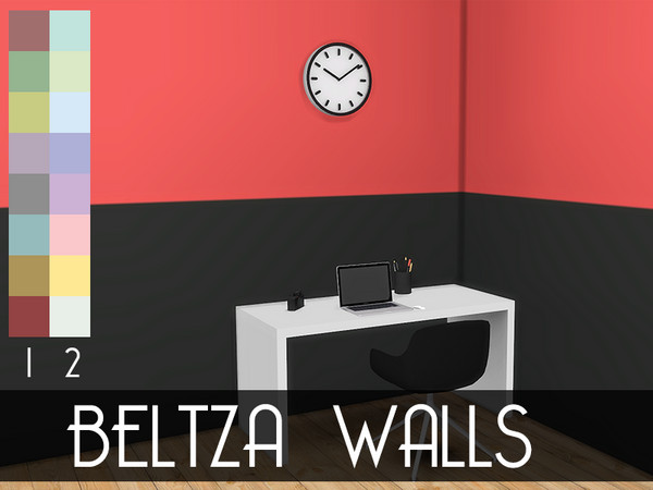 Sims 4 — BELTZA Walls by modelsims4 — BETLZA Walls - 16 swatches - Made with Sims4Studio and Adobe Photoshop - All wall