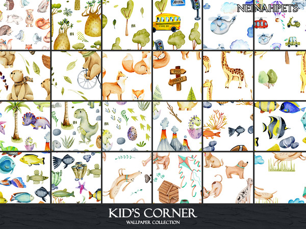 Sims 4 — Kid's Corner Wallpaper Collection Pt I by neinahpets — A wallpaper collection that is perfect for children,