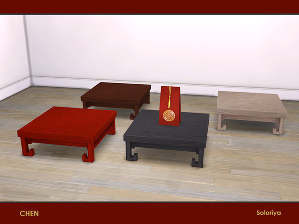 Sims 4 — Chen. Coffee Table by soloriya — Asian coffee table. Part of Chen set. 4 color variations. Category: Surfaces -
