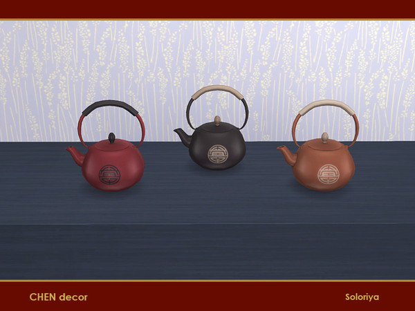 Sims 4 — Chen Decor. Teapot by soloriya — Round decorative teapot. Part of Chen Decor set. 3 color variations. Category: