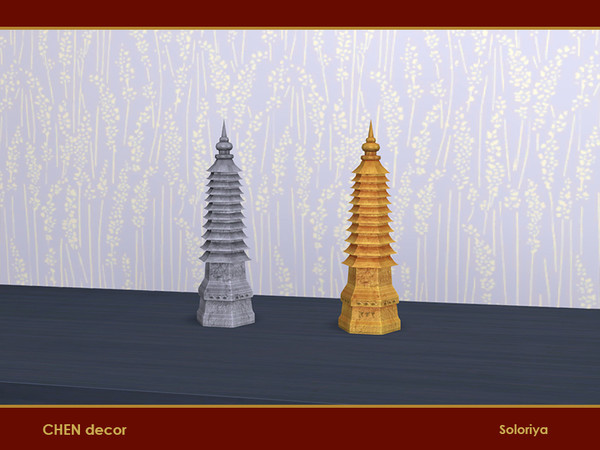 Sims 4 — Chen Decor. Pagoda by soloriya — Decorative pagoda. Part of Chen Decor set. 2 color variations. Category: