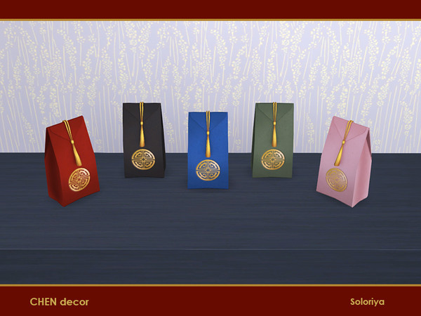 Sims 4 — Chen Decor. Paper Bag by soloriya — Decorative paper bag. Part of Chen Decor set. 5 color variations. Category: