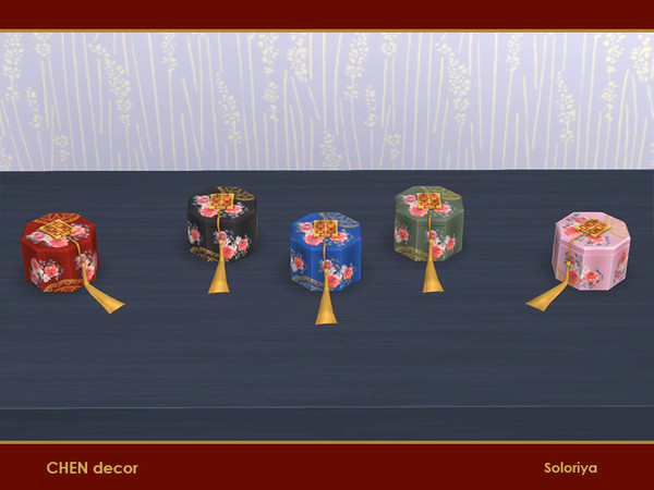 Sims 4 — Chen Decor. Octagonal Box by soloriya — Decorative octagonal box. Part of Chen Decor set. 5 color variations.