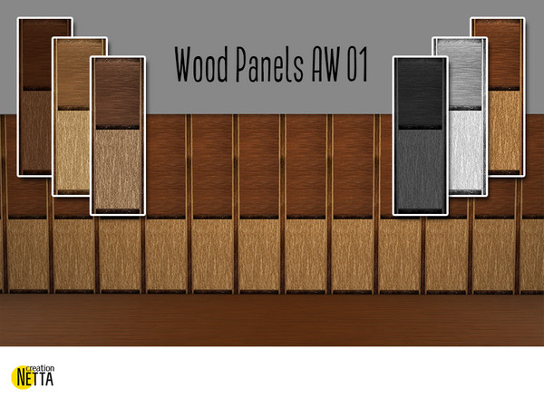 Sims 4 — Wood Panels AW 01 by Natallle — - 6 swatches. - Price 5. - Custom thumbnail.