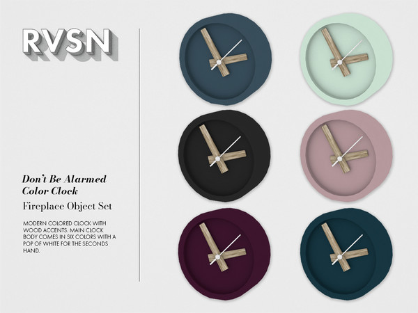 Sims 4 — Don't Be Alarmed Color Clock NEEDS MESH by RAVASHEEN — Modern-colored clock with wood accents. The main clock