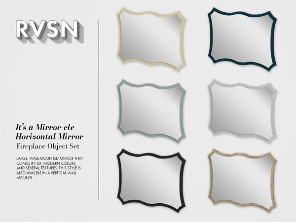 Sims 4 —  by RAVASHEEN — Large, wall-mounted mirror that comes in six, modern colors and several textures. This style is