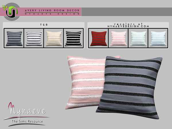 Sims 4 — Avery Throw Pillow V1 by NynaeveDesign — Avery Living Room - Throw Pillow V1 Located in: Decor - Miscellaneous