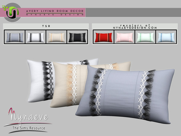 Sims 4 — Avery Throw Pillow V2 by NynaeveDesign — Avery Living Room - Throw Pillow V2 Located in: Decor - Miscellaneous