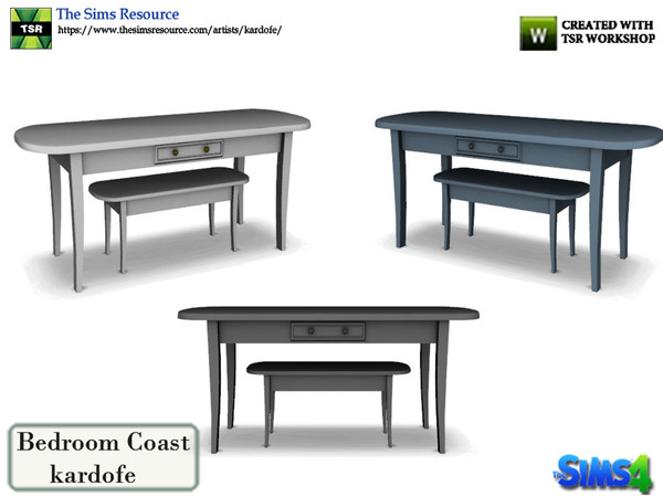Sims 4 — kardofe_Bedroom Coast_Console by kardofe — Wooden console with a smaller one underneath, in three color options 