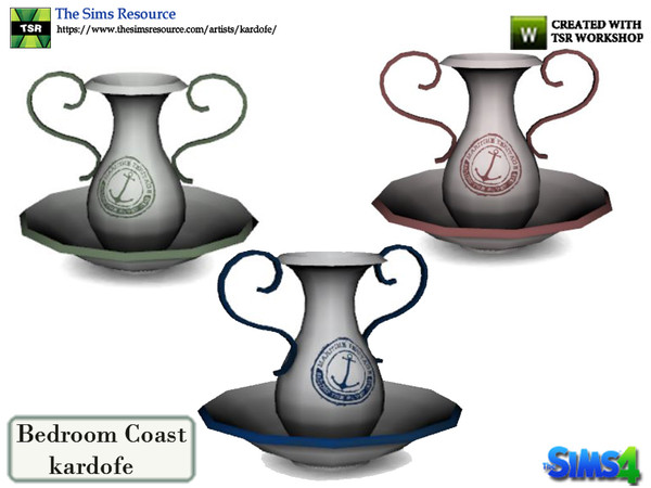 Sims 4 — kardofe_Bedroom Coast_Ewer by kardofe — Ewer of earthenware, with the seal of the shipping company, in three
