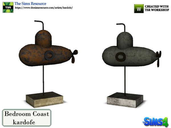 Sims 4 — kardofe_Bedroom Coast_Submarine by kardofe — Decorative figurine reminiscent of a small submarine, in two color