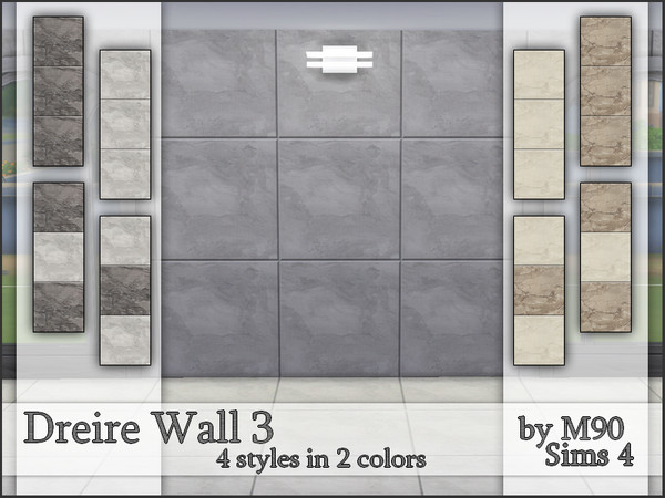 Sims 4 — M90 Dreire Wall 3 by Mircia90 — Wall made of stone slabs in 4 styles in 2 colors.