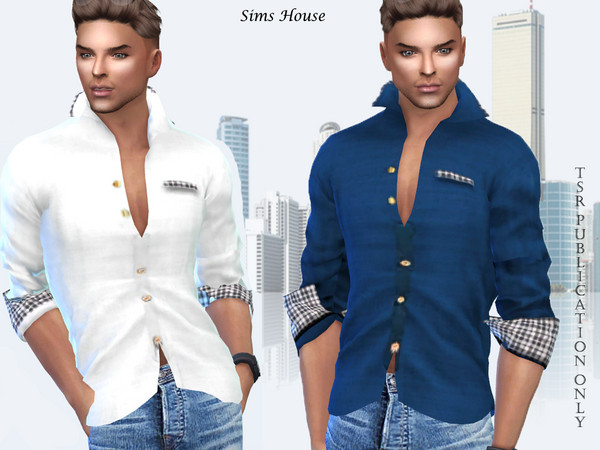 Sims 4 — Men's shirt with colored inserts on the cuffs. by Sims_House — Men's shirt with colored inserts on the cuffs. 10