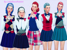 Sims 4 — SchoolUniform by LittleBlackRabbit by LittleBlackRabbit — A simple shirt, vest, pleated skirt combination.