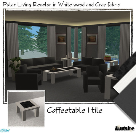 Sims 2 — Polar Living White - Coffeetable 1 tile by Mutske — All surfaces in maxis white wood and black stone top (which