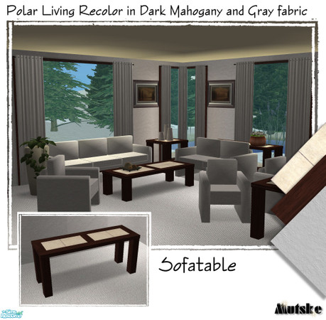 Sims 2 — Polar Living Dark Mahogany - Sofatable by Mutske — All surfaces in Dark Mahogany wood and stone top (which you