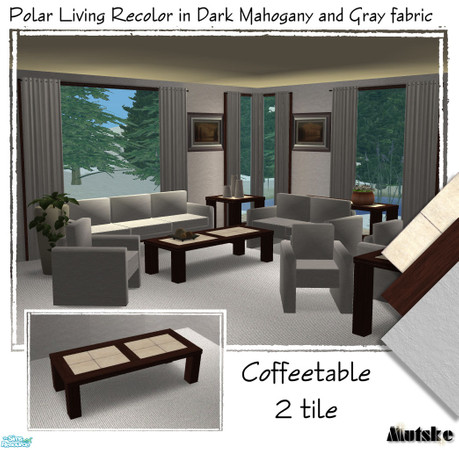 Sims 2 — Polar Living Dark Mahogany - Coffee 2 by Mutske — All surfaces in Dark Mahogany wood and stone top (which you