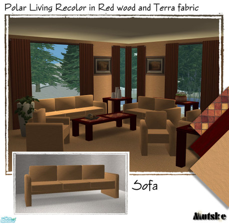 Sims 2 — Polar Living Red - Sofa by Mutske — Fabric of the seatings in terra, you can mix and match the cushions and