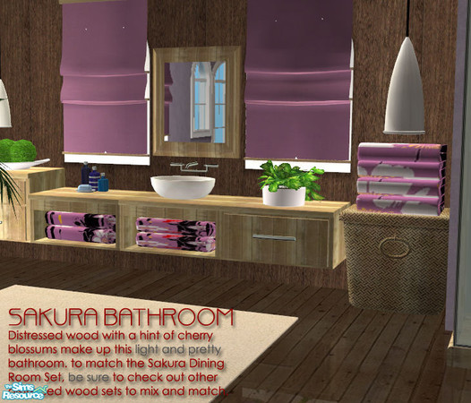 Sims 2 — Sakura bathroom - towels by Nanshi — Based on Simtomatics Sanita Bathroom. You must have those meshes in order