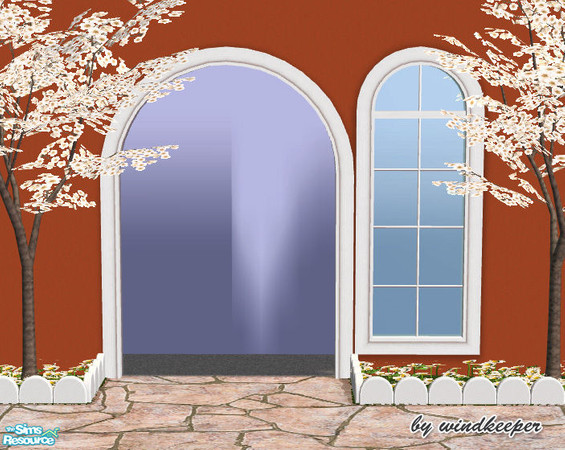 Sims 2 — Waterfront double arch 3 by Windkeeper — Uses all the colors of Waterfront window (see link below) and requires