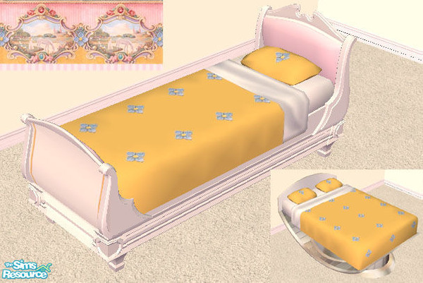 Sims 2 — Flower Bedding (yellow) by Twinmum — A pretty spread with light blue flowers. Uses colours in my Carousel Horse