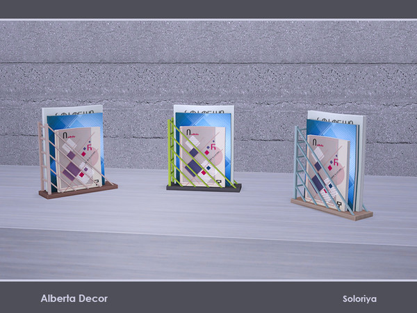 Sims 4 — Alberta Decor. Magazine Rack by soloriya — Magazine rack with three magazines. Part of Alberta Decor set. 3