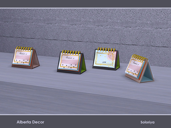 Sims 4 — Alberta Decor. Flip Calender by soloriya — Table flip calendar. Part of Alberta Decor set. 3 color variations.