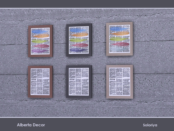 Sims 4 — Alberta Decor. Painting by soloriya — Painting with a newspaper. Part of Alberta Decor set. 3 color variations.