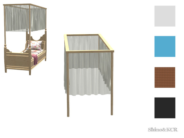 Sims 4 — Bedroom Charlott Kids - Canopy Single Bed by ShinoKCR — Classic Single Bedroom Furniture ind it in Sculptures