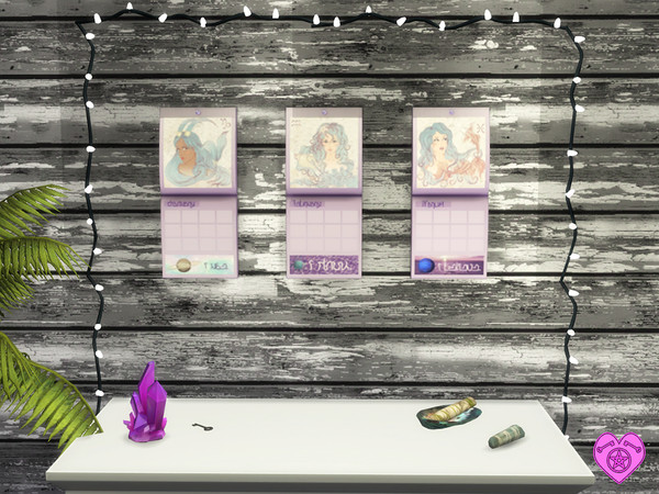 Sims 4 — Zodiac Calendars Ladies Set - GET TO WORK REQUIRED by Simder_Talia — A calendar featuring all 12 signs of the
