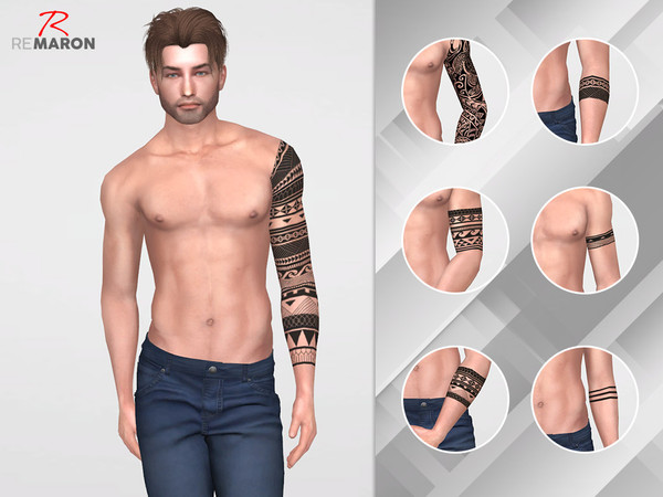 Sims 4 — Tattoo for both gender by remaron — Maori Tattoo Left arm -07 Swatches -Custom CAS thumbnail -Teen to elder age