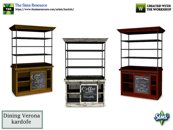 Sims 3 — kardofe_Dining Verona_Shelving by kardofe — Shelves in wood and metal, industrial style, with shelves to put all