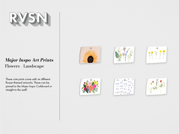 Sims 4 — Major Inspo Prints - Flowers Landscape by RAVASHEEN — These cute prints come with six different flower-themed