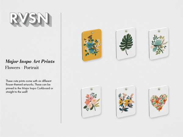 Sims 4 — Major Inspo Prints - Flowers Portrait by RAVASHEEN — These cute prints come with six different flower-themed
