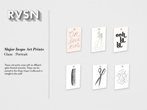 Sims 4 — Major Inspo Prints - Glam Portrait by RAVASHEEN — These cute prints come with six different glam-themed