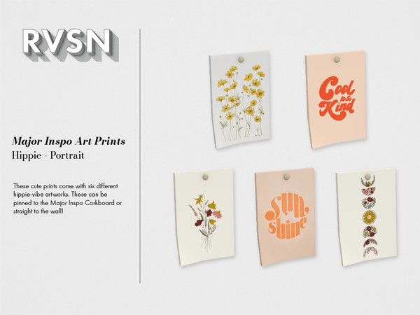 Sims 4 — Major Inspo Prints - Hippie Portrait by RAVASHEEN — These cute prints come with six different hippie-vibe