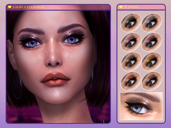 Sims 4 — [ Lalna ] - Eyeshadow by Screaming_Mustard — A new glossy eyeshadow. For females, teen +. With custom thumb