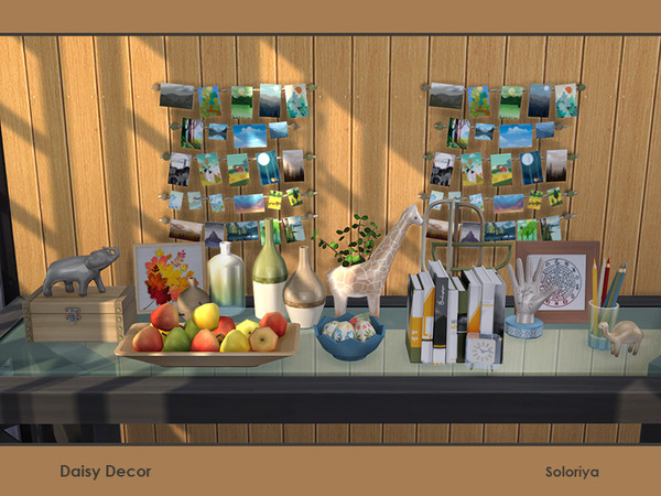 Sims 4 — Daisy Decor by soloriya — A set of decorative items for any rooms. Includes 11 objects: --giraffe plant, --two
