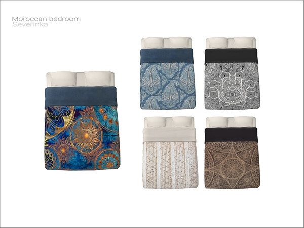 Sims 4 — [Moroccan bedroom] - double bed bedding by Severinka_ — Double bed bedding (for frame) From the set 'Moroccan