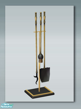 Sims 2 — Rustic Living: Fire Tools by Shakeshaft — Part of a set with a Rustic theme, set includes Sofa and Chair, a