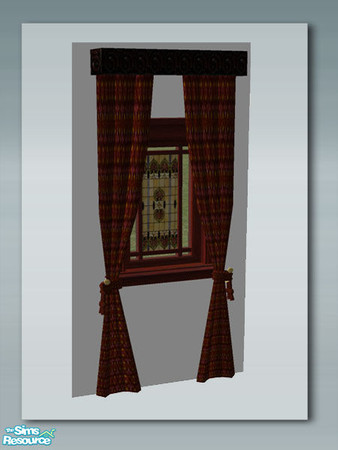 Sims 2 — Rustic Living - Curtains Diagonal by Shakeshaft — Part of a set with a Rustic theme, set includes Sofa and