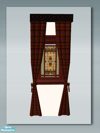 Sims 2 — Rustic Living - Curtains by Shakeshaft — Part of a set with a Rustic theme, set includes Sofa and Chair, a