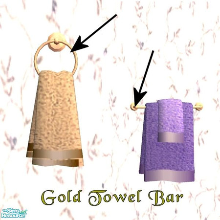 Sims 2 — Brass Towel Rod by Raveena — A lovely brass towel rod. Will also work for the towel ring.