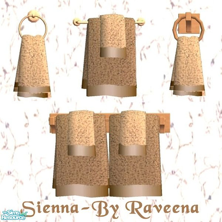 Sims 2 — Sienna Bath Towel by Raveena — All towels share the same color so you have your choice of 4 different styles.