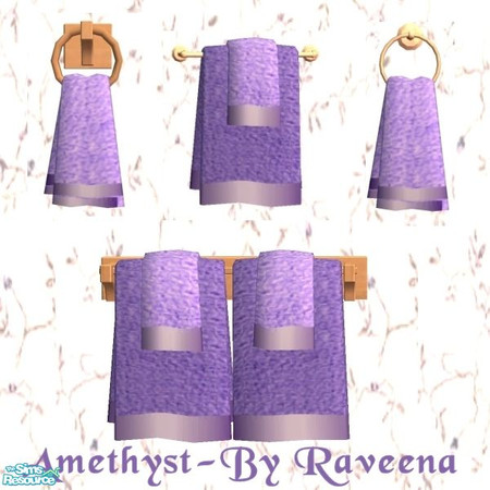 Sims 2 — Anethyst Bath Towel by Raveena — All towels share the same color so you have your choice of 4 different styles.