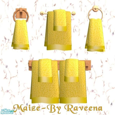 Sims 2 — Maize Bath Towel by Raveena — All towels share the same color so you have your choice of 4 different styles.