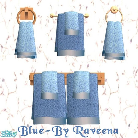 Sims 2 — Blue Bath Towel by Raveena — All towels share the same color so you have your choice of 4 different styles.