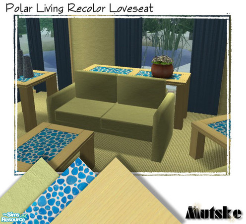 Sims 2 — Polar Living Pine - Loveseat by Mutske — Fabric of the seatings in light green, you can mix and match the