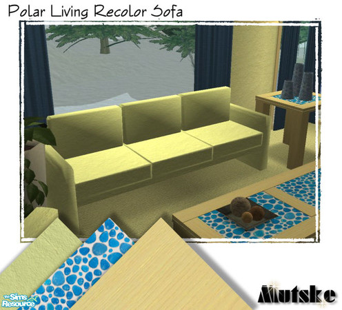 Sims 2 — Polar Living Pine - Sofa by Mutske — Fabric of the seatings in light green, you can mix and match the cushions